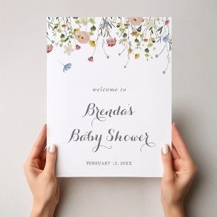 Farbenfrohe Dainty Wild Blume Kinderdusche Willkom Poster