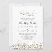 Farbenfrohe Dainty Wild Blume Nuestra Boda Wedding Einladung (Vorderseite)