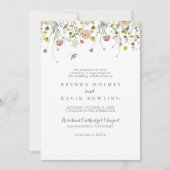 Farbenfrohe Dainty Wild Blume Traditionelle Hochze Einladung (Vorderseite)