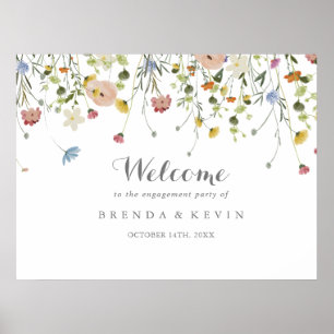 Farbenfrohe Dainty Wild Engagement Party Willkomme Poster