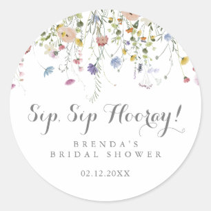 Farbenfrohe Dainty Wild Sip Sip Hooray Bridal Dusc Runder Aufkleber