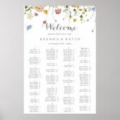 Farbenfrohe Dainty Wilde Alphabetische Sitzkarte Poster (Vorne)