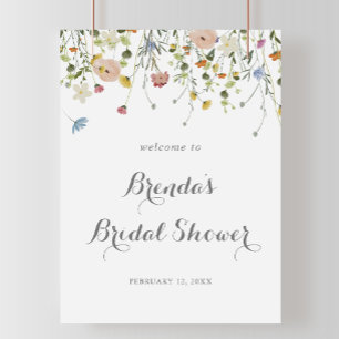 Farbenfrohe Dainty Wilde Blume Brautparty Willkomm Poster