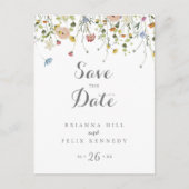 Farbenfrohe Dainty Wilde Blume Save the Date Postkarte (Vorderseite)