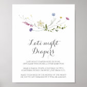 Farbenfrohe Dainty Wilde Blume Späte Nacht Windeln Poster (Vorne)
