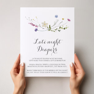 Farbenfrohe Dainty Wilde Blume Späte Nacht Windeln Poster