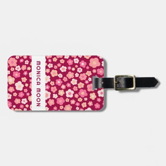 Farbenfrohe Daisis Muster Niedlich fett rosa CUSTO Gepäckanhänger (Vorderseite horizontal)