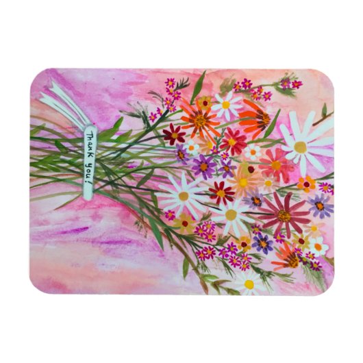 Farbenfrohe Daisy Bouquet DANKE! Magnet (Horizontal)
