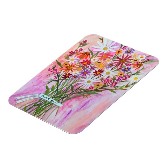 Farbenfrohe Daisy Bouquet DANKE! Magnet (Linke Seite)