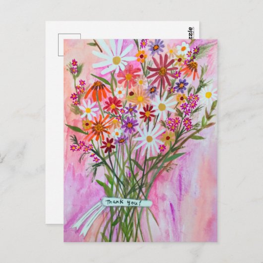Farbenfrohe Daisy Bouquet DANKE! Postkarte (Vorne/Hinten)