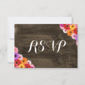 Farbenfrohe Daisy Rustic Barn Wood Wedding RSVP Ca Karte (Rückseite)