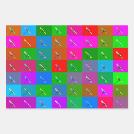 Farbenfrohe Daisy Squares, Abstrakt rosa blau Geschenkpapier Set (Vorderseite)