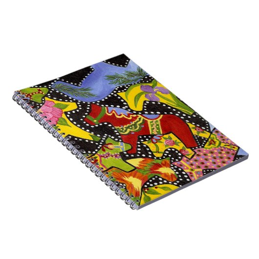 Farbenfrohe Dala Horses Notebook Notizblock (Rechte Seite)