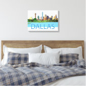 Farbenfrohe Dallas Skyline-Illustration Leinwanddruck (Insitu (Schlafzimmer))
