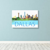 Farbenfrohe Dallas Skyline-Illustration Leinwanddruck (Insitu (Holzboden))