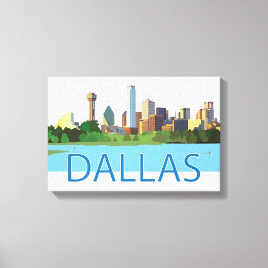 Farbenfrohe Dallas Skyline-Illustration Leinwanddruck (Vorderseite)
