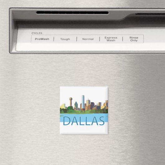 Farbenfrohe Dallas Skyline-Illustration Magnet (In Situ (Geschirrspüler))