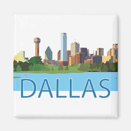 Farbenfrohe Dallas Skyline-Illustration Magnet (Vorne)