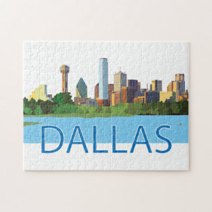 Farbenfrohe Dallas Skyline-Illustration Puzzle
