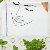 Farbenfrohe Dame funkelnde Haarfarbe Geschirrtuch (Gefaltet)