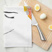 Farbenfrohe Dame funkelnde Haarfarbe Geschirrtuch (Viertel Falte)