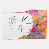 Farbenfrohe Dame funkelnde Haarfarbe Geschirrtuch (Horizontal)