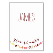 Farbenfrohe Dankbarkeit Erntedank-Platzkarten Tischnummer (Vorderseite)