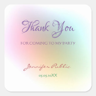 Farbenfrohe Dankeschön an handgeschriebene Skripte Quadratischer Aufkleber