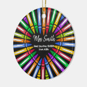 Farbenfrohe Dankeschön Lehrer großen Herzenswunsch Keramik Ornament (Links)