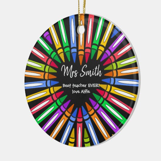 Farbenfrohe Dankeschön Lehrer großen Herzenswunsch Keramik Ornament (Links)