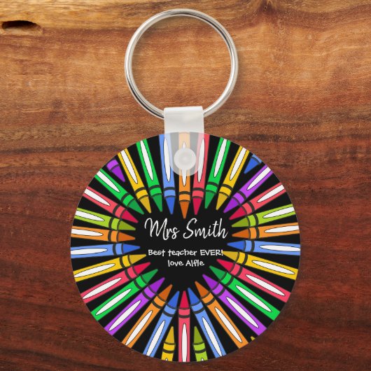 Farbenfrohe Dankeschön Lehrer großen Herzenswunsch Schlüsselanhänger (Rückseite)