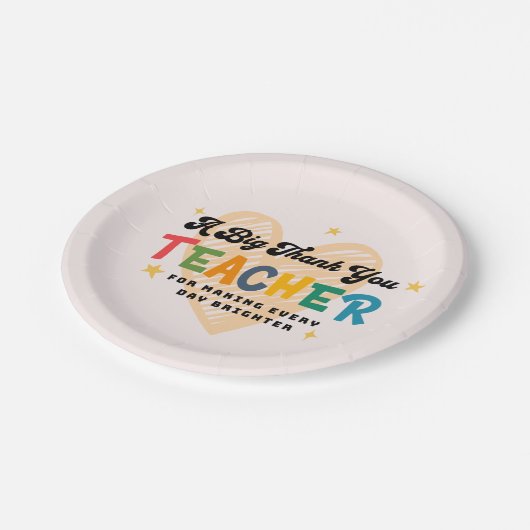 Farbenfrohe Dankeschön Lehrer Papierplatte Pappteller (Schrägansicht)