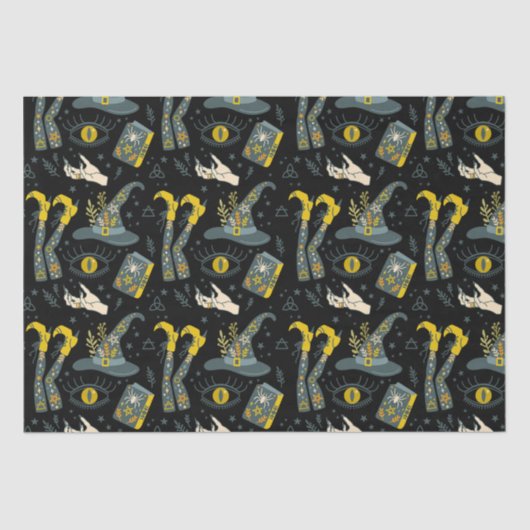 Farbenfrohe Darstellung der Halloween-Symbole Seidenpapier (Vorderseite)