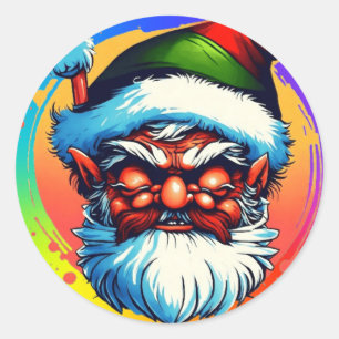 Farbenfrohe Darstellung des Cartoon des Weihnachts Runder Aufkleber