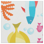 Farbenfrohe Darstellung des Meereslebens Stoff (Nahaufnahme)