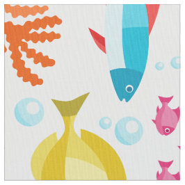 Farbenfrohe Darstellung des Meereslebens Stoff