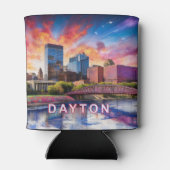 Farbenfrohe Dayton Skyline Abstrakt Art Dosenkühler (Rückseite)