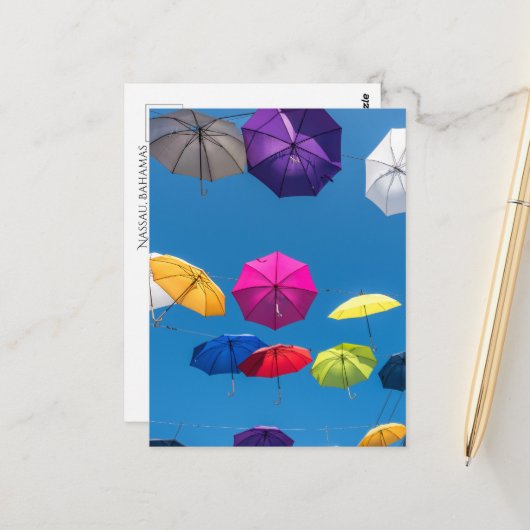 Farbenfrohe Deckenverkleidung für die Umbrella Str Postkarte (Vorderseite/Rückseite Beispiel)