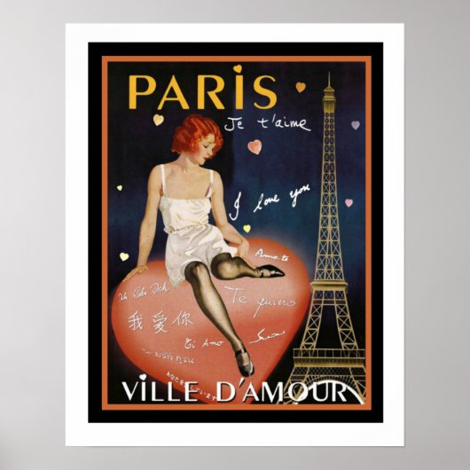 Farbenfrohe Deko Paris Reiseplakat 16 x 20 (Vorne)