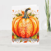 Farbenfrohe Dekoration Autumn Halloween Pumpkin Au Karte (Vorderseite)