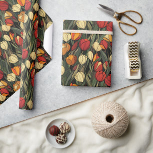 Farbenfrohe Dekoration Tulip Print Wrapping Paper Geschenkpapier