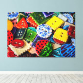 Farbenfrohe Dekorationstasten Leinwanddruck (Insitu (Holzboden))