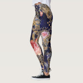 Farbenfrohe dekorative Blume Batik Leggings (Links)