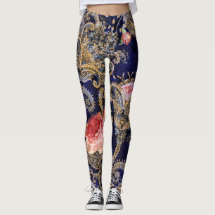 Farbenfrohe dekorative Blume Batik Leggings