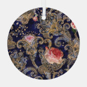 Farbenfrohe dekorative Blume Batik Ornament Aus Glas (Rückseite)