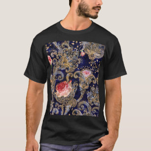Farbenfrohe dekorative Blume Batik T-Shirt