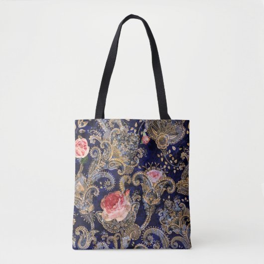 Farbenfrohe dekorative Blume Batik Tasche (Vorderseite)