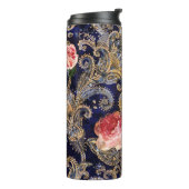 Farbenfrohe dekorative Blume Batik Thermosbecher (Nach links gedreht)