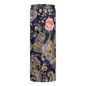 Farbenfrohe dekorative Blume Batik Thermosbecher (Rückseite)