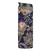 Farbenfrohe dekorative Blume Batik Thermosbecher (Nach rechts gedreht)